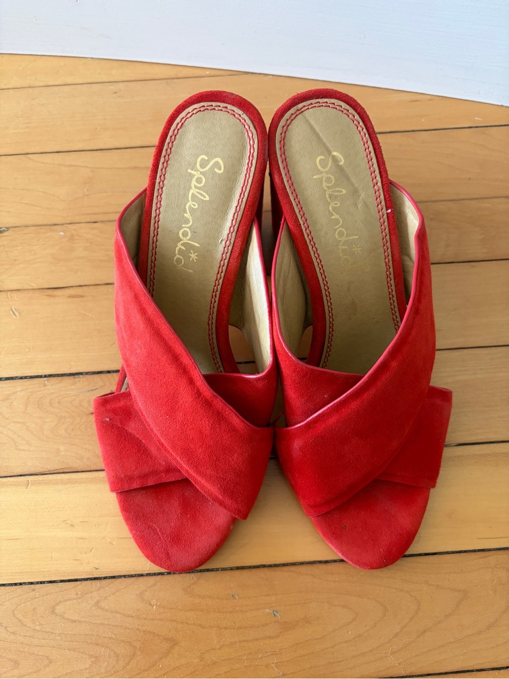 Splendid Red Suede Crossover Slide Mules - Women